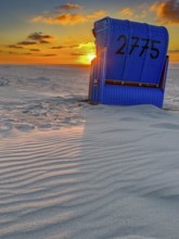 Sunset on the beach on Juist, East Frisian Islands, Germany, Europe
