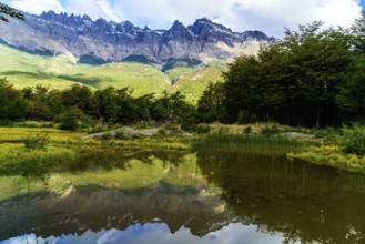 Snow mountain and the reflection at Patagonia, Argentina, South America