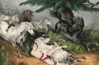 Scene from Mazeppa, a narrative poem written by Lord Byron in 1819, digital edited