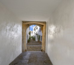Altea photo illustration arch and village in Alicante at Mediterranean Spain