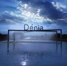 Denia welcome sign fountain in Alicante of Spain