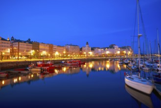 La Coruna sunset port marina in Galicia of Spain