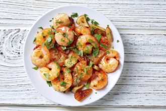 Garlic shrimp pinchos tapas from Spain gambas al ajillo