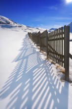 Cerler wooden snow fence in Pyrenees of Huesca in Spain