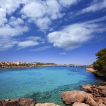 Ibiza Port des Torrent near San Antonio beach in Balearic Islands Spain