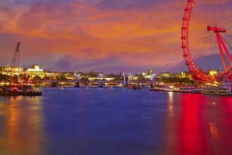 London sunset at Thames river near Big Ben in England