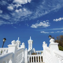 Benidorm balcon del Mediterraneo Mediterranean sea white balustrade in Alicante Spain