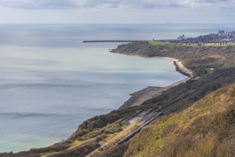 View of Folkestone Warren Nature Reserve and East Wear Bay in Folkestone, Kent, England, UK