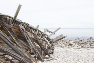 Old shipwreck on a seashore