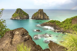 Fernando de Noronha, Brasil. Turquoise water around the Two Brothers rocks, UNESCO World Heritage