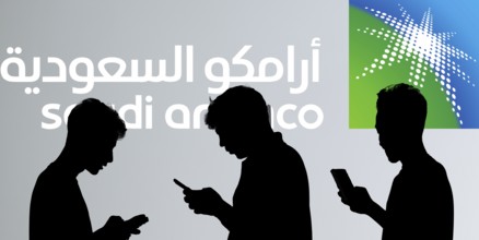 Saudi aramco logo on smartphone