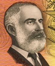 Lawrence Hargrave (1850-1915) on 20 Dollars 1974 banknote from Australia. Engineer, explorer,