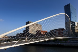 Zubizuri bridge, Abandoibarra, Bilbao, Bizkaia, Spain, Europe