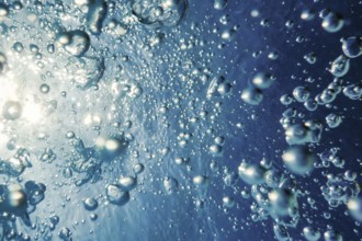 Underwater Air Bubbles with sunlight, Background Bubbles