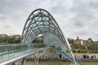 Bridge of Peace is a bow-shaped pedestrian bridge over the Kura River in downtown Tbilisi, Georgia,