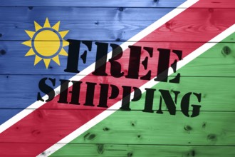 Namibia flag, Free Shipping on wooden transport box with flag Logistics Concept
