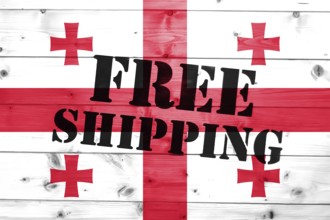 Georgia flag, Free Shipping on wooden transport box with flag Logistics Concept