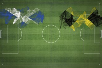 Scotland vs Jamaica Soccer Match, national colors, national flags, soccer field, football game,