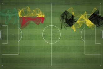 Benin vs Jamaica Soccer Match, national colors, national flags, soccer field, football game,