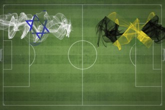 Israel vs Jamaica Soccer Match, national colors, national flags, soccer field, football game,