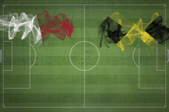 Malta vs Jamaica Soccer Match, national colors, national flags, soccer field, football game,