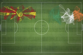 North Macedonia vs Ireland Soccer Match, national colors, national flags, soccer field, football