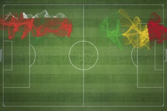Oman vs Mali Soccer Match, national colors, national flags, soccer field, football game,