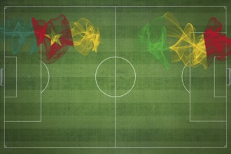Cameroon vs Mali Soccer Match, national colors, national flags, soccer field, football game,