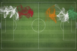 Malta vs Ivory Coast Soccer Match, national colors, national flags, soccer field, football game,