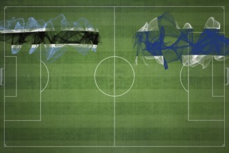 Botswana vs Finland Soccer Match, national colors, national flags, soccer field, football game,