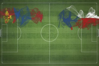 Mongolia vs Czech Republic Soccer Match, national colors, national flags, soccer field, football