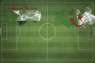 Sudan vs Algeria Soccer Match, national colors, national flags, soccer field, football game,