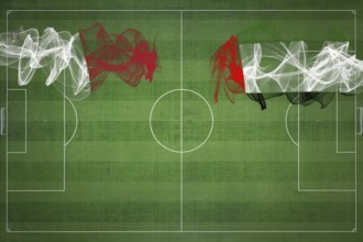 Malta vs United Arab Emirates Soccer Match, national colors, national flags, soccer field, football