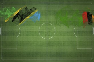 Tanzania vs Zambia Soccer Match, national colors, national flags, soccer field, football game,