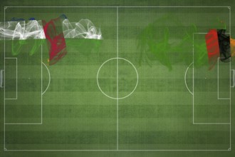 Central African Republic vs Zambia Soccer Match, national colors, national flags, soccer field,