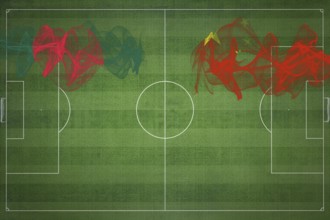 Bangladesh vs China Soccer Match, national colors, national flags, soccer field, football game,