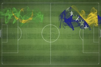 Mauritania vs Bosnia and Herzegovina Soccer Match, national colors, national flags, soccer field,