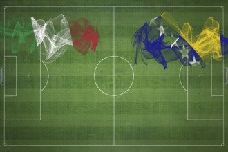 Italy vs Bosnia and Herzegovina Soccer Match, national colors, national flags, soccer field,