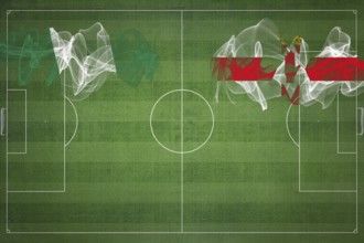 Nigeria vs Northern Ireland Soccer Match, national colors, national flags, soccer field, football