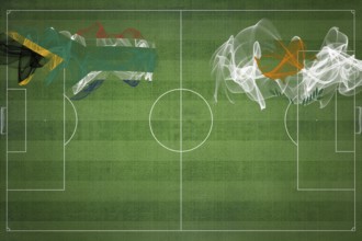 South Africa vs Cyprus Soccer Match, national colors, national flags, soccer field, football game,