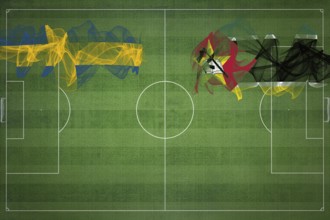 Sweden vs Mozambique Soccer Match, national colors, national flags, soccer field, football game,
