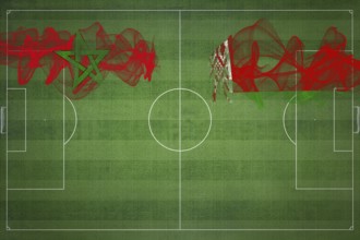 Morocco vs Belarus Soccer Match, national colors, national flags, soccer field, football game,