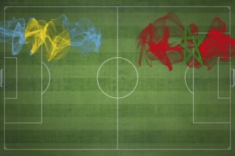 Palau vs Morocco Soccer Match, national colors, national flags, soccer field, football game,