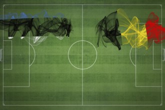 Estonia vs Belgium Soccer Match, national colors, national flags, soccer field, football game,