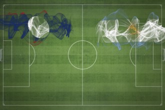 Laos vs Argentina Soccer Match, national colors, national flags, soccer field, football game,