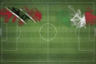 Trinidad and Tobago vs Italy Soccer Match, national colors, national flags, soccer field, football