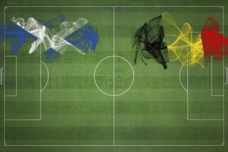 Scotland vs Belgium Soccer Match, national colors, national flags, soccer field, football game,