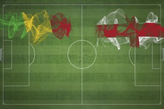 Mali vs England Soccer Match, national colors, national flags, soccer field, football game,