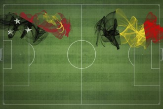 Papua New Guinea vs Belgium Soccer Match, national colors, national flags, soccer field, football