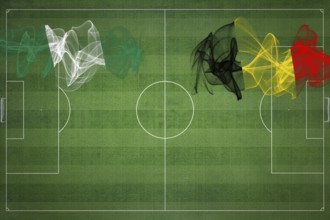 Nigeria vs Belgium Soccer Match, national colors, national flags, soccer field, football game,